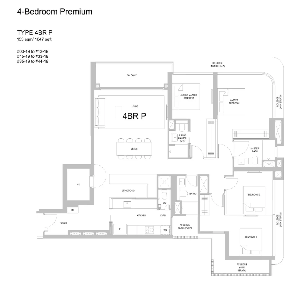 One Marina Gardens: four-bedroom floor plan — Original photo 1